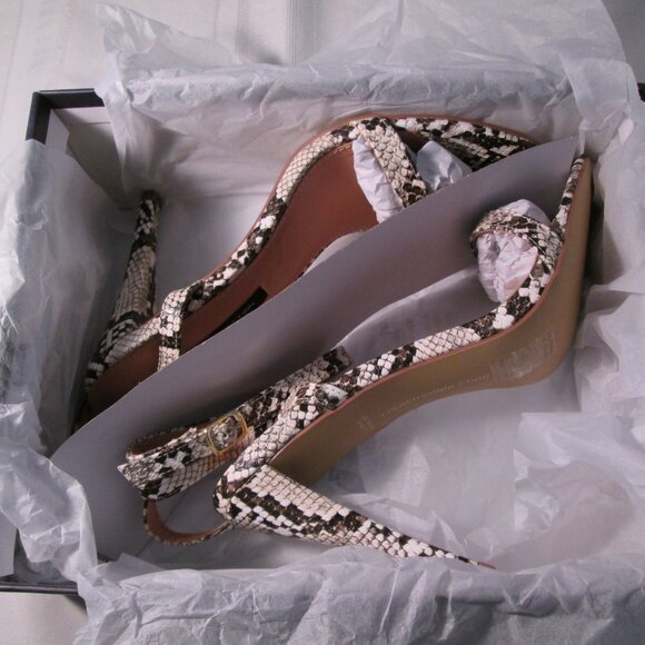 French Connection Tessa Snake Heeled Ankle Strap Sandals Sz 9M - Picture 11 of 11